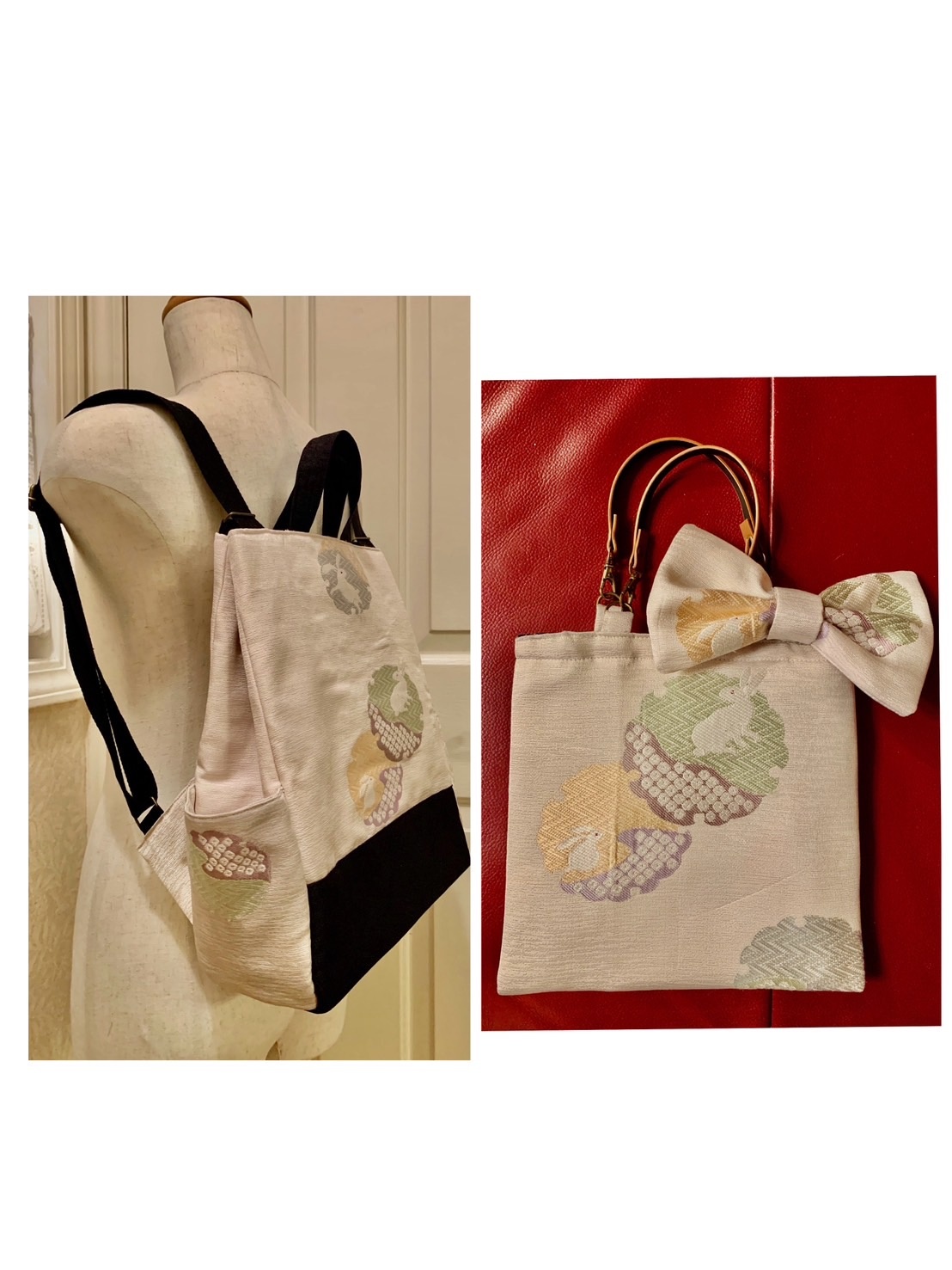 白のリュックとトートバッグ